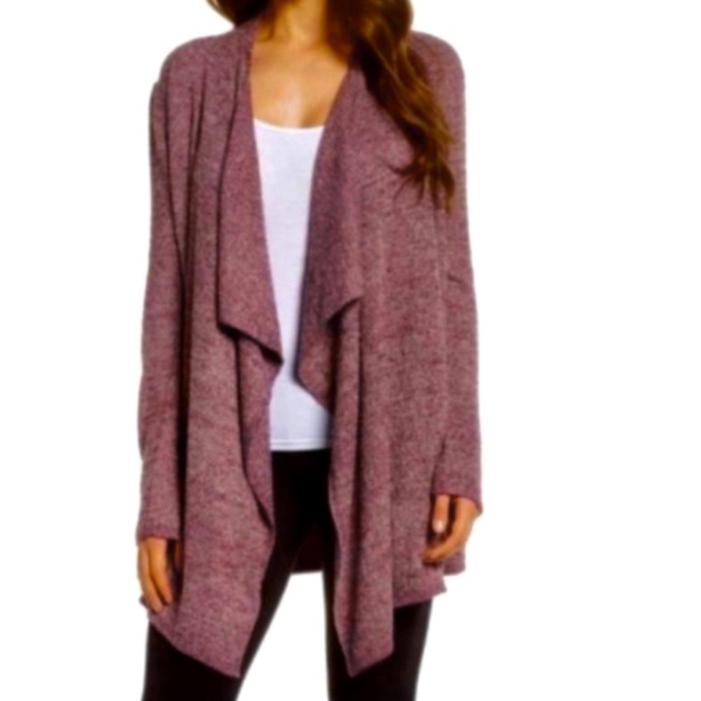 Barefoot Dreams Bamboo Chic Calypso Wrap Sweater Heathered Pink Red S/M